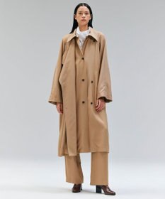 BEIGE， COBURN / シルク混ロングステンカラーコート