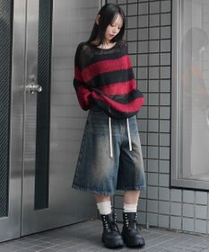 WEGO モヘアタッチボーダーBIGニット