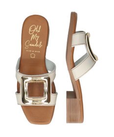 INTER-CHAUSSURES 【Oh my Sandals】メタルバックルローヒールミュールサンダル
