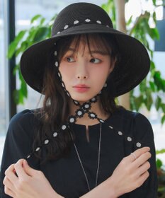 Tiaclasse フラワーレース付きクロッシュハット