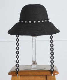 Tiaclasse フラワーレース付きクロッシュハット