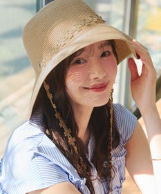 Tiaclasse フラワーレース付きクロッシュハット