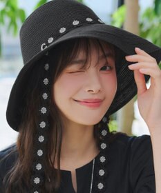 Tiaclasse フラワーレース付きクロッシュハット