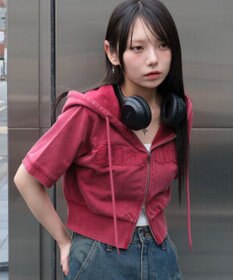 WEGO ヴィンテージウォッシュロゴ半袖パーカー