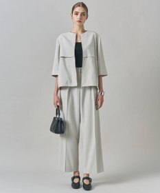 ICB L 【UVカット・洗える】ウール2WAYストレッチ ノーカラーブルゾン