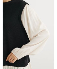 Green Parks とろみ布帛ドッキングニットチュニック