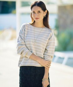 自由区 【ベーシック・着回し抜群】コットンポリミドルゲージボーダー ニット