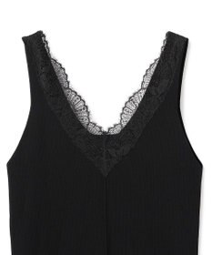 BEIGE， RUBY / レーストリム リブタンクトップ