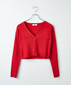 WEGO カラーリブショートカーデ