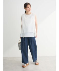 Green Parks 異素材レイヤードノースリーブブラウス