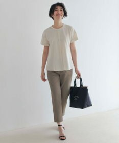 J.PRESS LADIES L 【洗える・接触冷感・UVケア・吸水速乾・防透け】麻シェルドライ テーパード パンツ