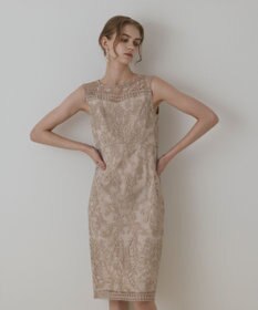 GRACE CONTINENTAL コ－ド刺繍タイトドレス