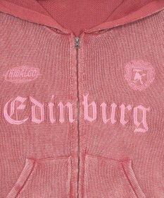 WEGO 【ユニセックス着用ITEM】ブリーチニットグラフィックZIPパーカー