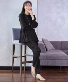 Tiaclasse 【ブラウス&パンツ2点セット】サイドプリーツブラウス×テーパードパンツ セットアップ