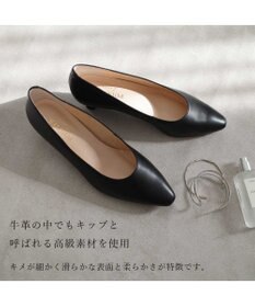 Pointer 【3.5cmヒール】日本製 高級本革ローヒールパンプス