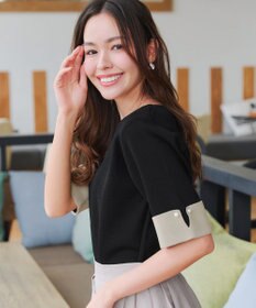 Tiaclasse L 【洗える】配色カフスニットトップス