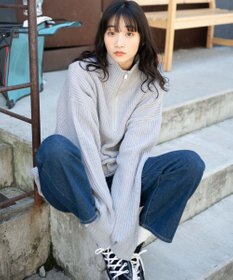 WEGO ルーズフィットハーフZIPプルオーバー