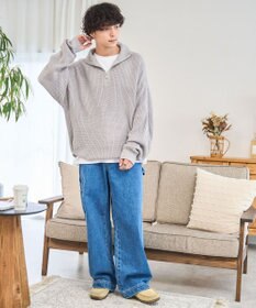 WEGO ルーズフィットハーフZIPプルオーバー