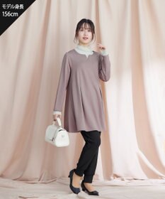 Tiaclasse 【洗える】キーネックバックツイストポンチチュニックブラウス