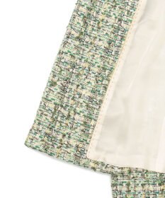 BEIGE， TEASEL / ノーカラーツイードショートジャケット