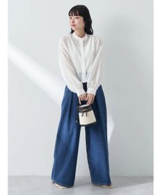 earth music&ecology タックワイドデニムパンツ