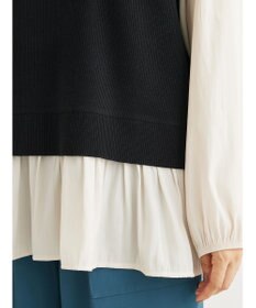 Green Parks とろみ布帛ドッキングニットチュニック