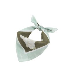 DAKS 麻綿シルク フローラボヤージュプリント スカーフ（グリーン）