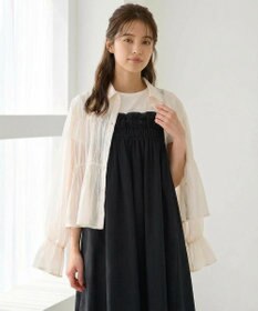 Feroux 【洗える】シャーリング シアーシャツ