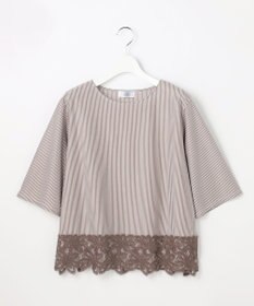 J.PRESS LADIES L 【一枚で着映え】ストライプレース クルーネック カットソー