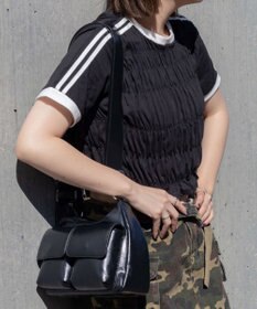 WEGO ラインデザインシャーリングトップス