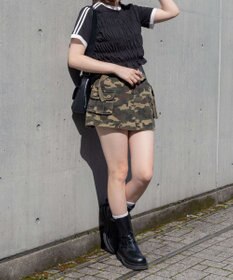 WEGO ラインデザインシャーリングトップス