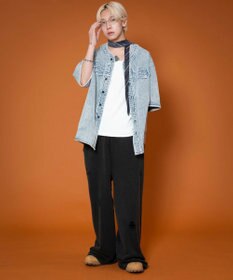 WEGO 【ユニセックス着用ITEM】ベースボールデニムグラフィックシャツ（SS）