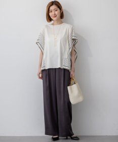 23区 【Oggi9月号掲載/撥水加工】スムースサテン タック ワイド パンツ