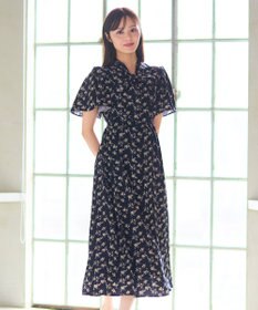 Feroux 【洗える】フラワープリント クラシカル ワンピース