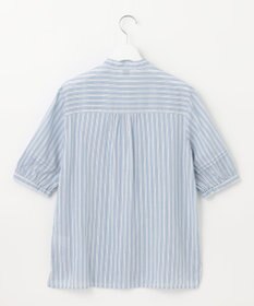 J.PRESS LADIES L 【洗える】綿キュプラコードストライプ バンドカラー ブラウス