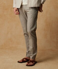 JOSEPH ABBOUD 【キングサイズ・ウエストも伸びる/清涼/ストレッチ】ストレッチリネンシャンブレーパンツ