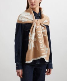 LIBERTY. ジャイアント ポピー＆デイジー 35x150 ジャカード スカーフ