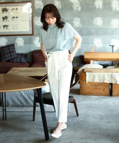 Tiaclasse 【洗える】大人上品なシフォンジャガードフリルカラーブラウス