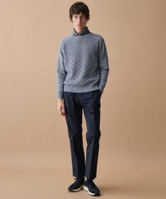 JOSEPH ABBOUD 【キングサイズ・エコ素材和紙使用・日本素材】和紙杢メッシュクルーネック ニット