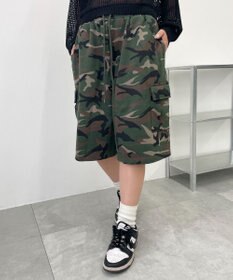 WEGO 【ウエストゴム】スウェットカーゴハーフパンツ