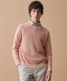 JOSEPH ABBOUD 【キングサイズ・エコ素材和紙使用・日本素材】和紙杢メッシュクルーネック ニット