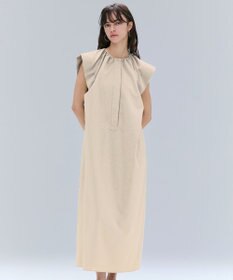BEIGE， 【洗える/接触冷感/速乾/UVケア対応】BATEAU / フレンチスリーブAラインタックワンピース Beige