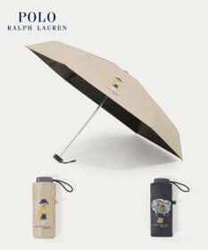 MOONBAT 【遮光率100％/UV100％/遮熱】POLO RALPH LAUREN(ポロ ラルフローレン)BEAR ポロベア ポーチ入り 無地 5段折りたたみ傘 晴雨兼用日傘