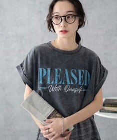 WEGO 【洗える】ヴィンテージウォッシュロールアップショートTシャツ