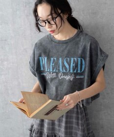 WEGO 【洗える】ヴィンテージウォッシュロールアップショートTシャツ