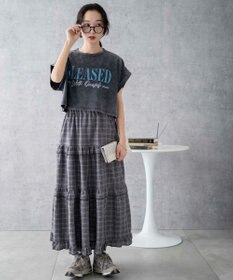 WEGO 【洗える】ヴィンテージウォッシュロールアップショートTシャツ