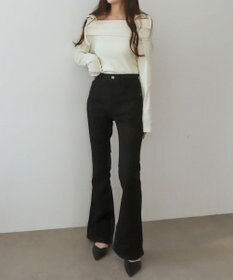 WEGO 【美脚パンツ】ストレッチフレアデニムパンツ