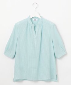 J.PRESS LADIES 【洗える】SHEER ギンガム スキッパー ブラウス