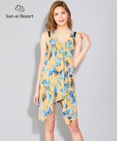 San-ai Resort（三愛水着楽園） 【SALE】【San-ai Resort】リーフ柄 パレオワンピース M