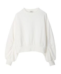 earth music&ecology クルーネック袖シャーリングスウェット